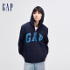 Gap男女装春季2024新款LOGO美式复古法式圈织软卫衣外套892182 海军蓝 175/96A(L)亚洲尺码