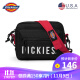 Dickies 潮流单肩包 休闲 男挎包时尚小包女士斜挎包防水学生帆布包零钱包D18-L033 黑色(红色斜挎带)