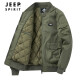 JEEP吉普飞行员夹克男2022秋冬季新款棒球服防风透气工装户外运动宽松多口袋男装棉服青年休闲外套潮 军绿（加棉加厚） XL /145-165斤