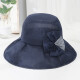 布塔帽子女夏季韩版真丝遮阳帽防紫外线太阳帽可折叠防晒沙滩帽 青色
