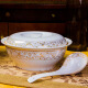 万享 景德镇9英寸带盖圆形陶瓷汤盆品锅 陶瓷餐具创意大号家用大碗汤碗