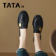 TATAXI 2024年新款英伦风平底小皮鞋简约百搭乐福鞋春秋新款厚底单鞋 黑色 38