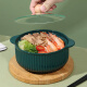 拜杰（Baijie）陶瓷泡面碗 双耳汤碗大号面碗单个家用泡面碗陶瓷沙拉碗带把碗学生泡面碗 墨绿色1000ml