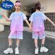 迪士尼（Disney）女童夏季套装2024新款宽松篮球服中大童球服女儿童速干运动两件套 天蓝撞色篮球服 160 适合身高150左右