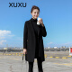 XUXU香港潮牌 双面羊毛大衣女装秋冬新款羊毛呢外套中长款显瘦大衣 黑色 XL
