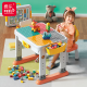 费乐（FEELO）积木桌儿童玩具大颗粒拼装游戏学习桌3-6-10岁多功能男女小孩礼物 大颗粒积木桌+星星椅子+2收纳盒