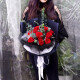 鹊缘鲜花情人节11朵红玫瑰花同城配送老婆女朋友生日同城鲜花速递送花 11朵红玫瑰-流行款