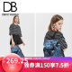 台湾DB双肩包女2019春夏新款时尚INS格子双肩包大容量韩版菱格几何旅行大背包 蓝色