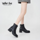 Walker Shop奥卡索瘦瘦靴秋冬英伦时尚高跟时装短靴潮显高M135362 黑色 36 