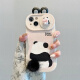 素洛新款立体熊猫毛球适用苹果15pro手机壳14prormax推拉镜头12卡通13可爱女款全包硅胶套 立体熊猫毛球推窗 iPhone14