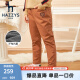 哈吉斯（HAZZYS）品牌童装男童裤子冬新款儿童弹力防风保暖学院风双层梭织长裤 咖卡其 155