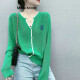 蜜莎蜜拉（Mirza Mirror）欧货薄款针织开衫外套女2024年春季新款冰丝休闲宽松外搭上衣 绿色 XL