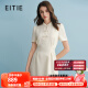 爱特爱（EITIE）新中式对襟珍珠盘扣收腰显瘦连衣裙2024夏季新款高端女装B2407306 珍珠白11 160/38/M