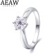 AEAW Jewelry18K金镶培育钻石戒指DF色人工人造钻石戒指母亲节礼物求婚订婚 50分培育钻石(D/VVS1/3EX/N)