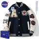 NASA BASE官方男装潮牌联名夹克男女款宽松学生外套情侣衫字母飞行员棒球服 MD-22129-深蓝色（春秋款） XL（建议130-150斤）