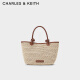 CHARLES&KEITH24夏季新品绳结编织手提菜篮子斜挎托特包女CK2-30271346 Multi综合色 M