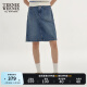 Teenie Weenie小熊2024年短款牛仔裙半身裙短裙A字高腰复古美式女 中蓝色 165/M