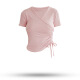 凯纤（KAIQIAN）lulu瑜伽上衣夏季短袖v领修身莫代尔跑步运动t恤女 粉色 S码