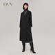 OVV秋冬热卖女装经典复古双排扣亚麻羊毛混纺大衣 黑色花纹C9 S