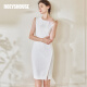 ROEYSHOUSE罗衣法式高级通勤连衣裙女夏装新款无袖修身包臀裙08900 白色 S