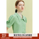 范思蓝恩23FS12453法式小尖领衬衫女夏季新款短袖设计感上衣 青草绿 S