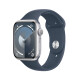 Apple Watch Series 9 智能手表GPS款45毫米银色铝金属表壳 风暴蓝色运动型表带M/L 健康电话手表