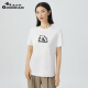 哥弟真的好女装植绒贴布熊猫字母图案短袖长绒棉T恤女A301302 白 M(3码)