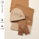 玖慕（JIUMU）纯羊毛女士围巾帽子手套三件套秋冬季保暖礼盒生日圣诞礼物送女生 TZ013 卡其米