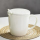 瓷秀源纯白唐山骨瓷杯马克杯水杯咖啡杯办公室茶杯陶瓷杯子家用logo定制 滑盖杯-带盖勺350ml(单个)