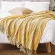 BATTILO美式沙发盖毯客厅装饰毯民宿床尾巾午睡休闲毯办公室空调毯披肩毯 黄色 130x190cm（含流苏）