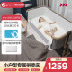 elittile逸乐途 婴儿床便携式可折叠宝宝多功能可调节新生儿床 六代-原木灰Plus（双层 加大）