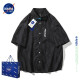 NASA LIKE官方潮牌衬衫夏季冰丝短袖男女日系宽松休闲衬衣百搭青少年上衣 NASA联名-黑色 XL（建议125-145斤）