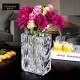 弗莱文茨方形精刻水晶玻璃花瓶摆件透明花瓶 餐桌家居摆件花瓶