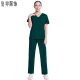 复邦 洗手衣速干女短袖弹力护士服医院工作服套装男墨绿色手术室美容刷手服 墨绿色 XL(体重140-160斤)
