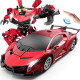 鲁咔贝卡遥控汽车男孩玩具兰博基尼赛车变形机器人布加迪儿童新年六一礼物 兰博基尼双形态-双电池（亮红）