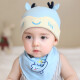 茵儿帮婴儿帽子棉质宝宝帽0-12个月新生儿保暖套头帽秋冬季男女儿童帽子 圣诞鹿-蓝色 0-12个月