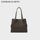 CHARLES&KEITH24夏新品简约通勤大容量手提托特包女CK2-30782357 Dark Moss深苔绿色 XL