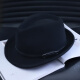kt卷边礼帽男英伦绅士帽大码毛呢帽子男黑色复古毡帽大头男士爵士帽 黑色 可调节(56-60cm)