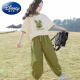 迪士尼（Disney）女童套装运动两件套夏装2023新款夏款洋气女大童夏季短袖儿童休闲 绿色套装 160