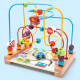 木制串珠绕珠1-2-3周岁男女孩婴幼儿童6-12个月宝宝动手动脑智力玩具 三轨交通绕珠
