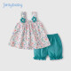 JELLYBABY儿童夏装女宝宝夏季吊带两件套小童碎花夏森系女童套装 绿色 90cm