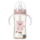 兔兔（TUTU）婴儿宽口径PPSU带把手自动吸管重力球奶瓶300ml T4405 粉红色
