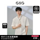 GXG男装 双色肌理面料宽松休闲圆领短袖T恤男士上衣 24年夏季新品 米白 180/XL