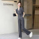 睡妍（SHUIYAN）小西装套装女2024夏季新款气质短袖职业套装女两件休闲套装 灰色 M（建议95—105)