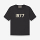 TX FOG潮牌短袖ESSENTIALS第八季复线1977植绒刺绣短袖男女同款高街T恤 铁灰色 XL适合190-230斤