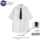 NASA GISS学院风dk制服衬衫男女薄款短袖帅气夏季套装休闲日系校园风衬衣潮 白色衬衫[领带] XL