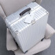 御旅新款全铝镁合金行李箱飞机轮男女复古金属拉杆箱学生旅行箱硬箱 银色|氧化复古款 24英寸