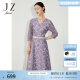 玖姿（JUZUI）优雅镂空蕾丝连衣裙女装春季新款显瘦裙子紫色 紫 3XL