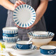 乐享 碗碟套装家用餐具套装碗盘子碗具碗筷欧式现代简约白色 千叶日式14件套