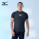 美津浓（MIZUNO）泳衣男士短袖防晒透气速干运动健身上衣抗氯游泳装备A3110黑XL